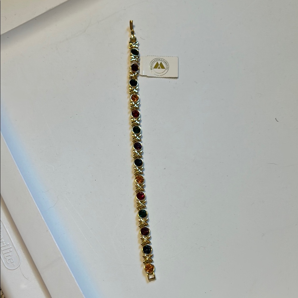 NWT Mercantiles Stores Company Gold Multicolor Gemstone Bracelet